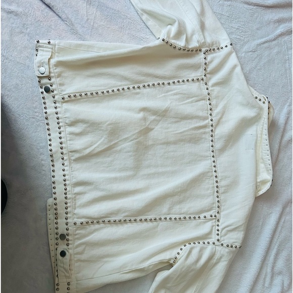 White Studded Oversized Jean Jacket - Picture 7 of 8